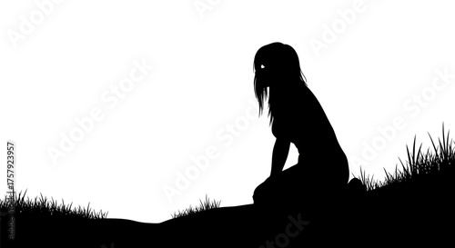young spirit finds solace, gazing across an open, hopeful horizon, isolated on transparent background