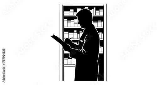 systematic review diligent professional ensures organized inventory and accurate recordkeeping, isolated on transparent background