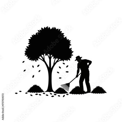 natures rhythm dedicated hands restore order, reflecting autumns timeless cycle, isolated on transparent background