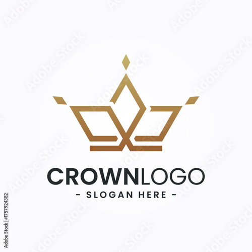 Crown Logo Vector with monogram style. Community icon symbol. Minimal luxury flat design style.