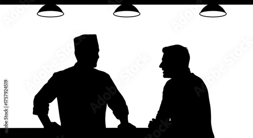 expert and client connect, vibrant professional dialogue under modern illumination, isolated on transparent background