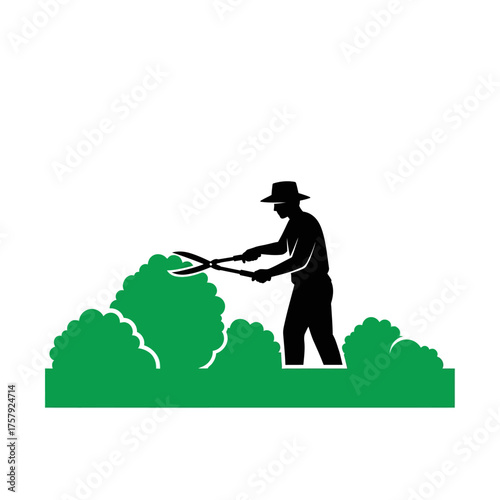 dedicated hand transforms greenery, sculpting order and beauty with precision, isolated on transparent background