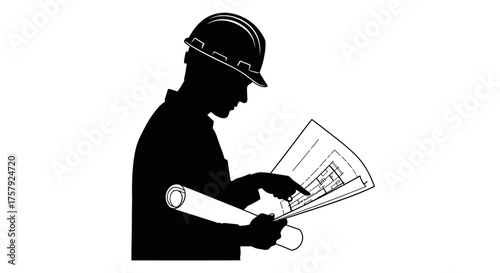 shaping horizons architect intently studies plans, constructing future urban developments today, isolated on transparent background