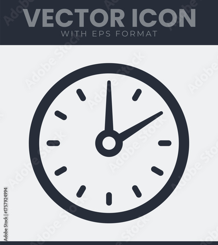Simple round clock face icon with hands