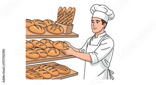 mornings warm delight bakers skilled hands arrange fresh golden loaves, isolated on transparent background