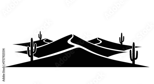 arid majesty revealed winding desert roads and resilient saguaro sentinels, isolated on transparent background