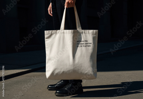 Man Using Canvas Tote Bag Mockup With Generative AI