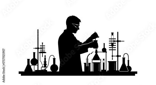 innovating tomorrow focused professional explores scientific frontiers with expert precision, isolated on transparent background