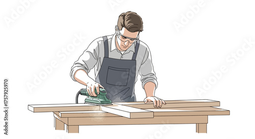focused concentration transforms timber, achieving smooth, professional quality finishes, isolated on transparent background