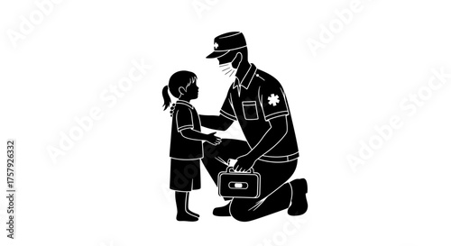 timeless connection responder offers swift assistance, comforting vulnerable youth, isolated on transparent background