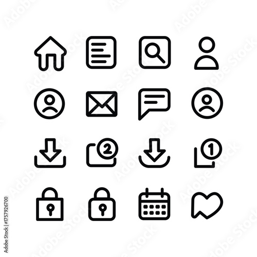 con Set – Web and App Interface Symbols Outline Vector Icons Collection