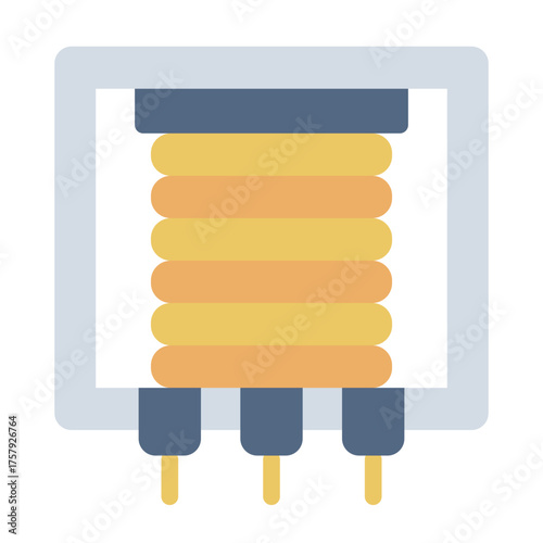 transformer flat icon for converting voltage in circuit