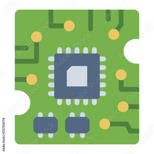 circuit board flat icon for mounting electronic components