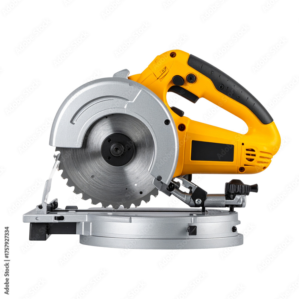 Fototapeta premium Electric Circular Saw Side Profile with Visible Blade, isolated on transparent background 