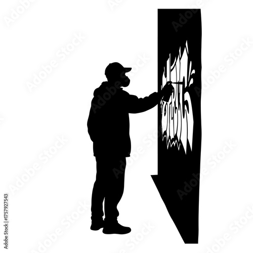 urban rebel crafts expressive graffiti art, leaving a defiant mark, isolated on transparent background