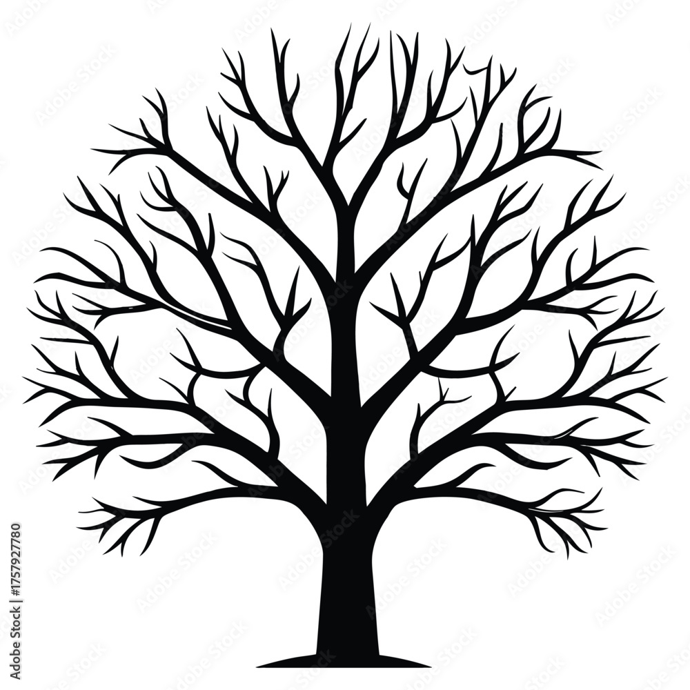 Obraz premium A black silhouette of a snow-covered tree
