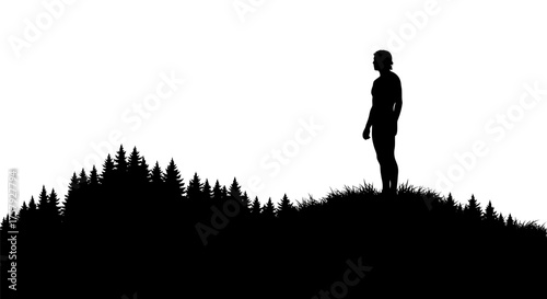 discoverys edge one individual contemplating lifes vast, open possibilities, isolated on transparent background