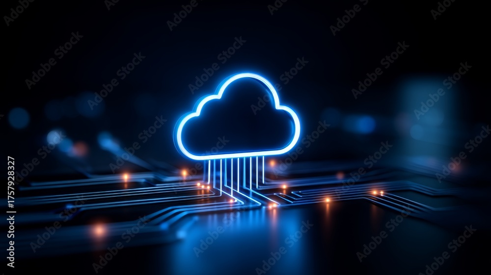 Obraz premium Empowering Business Infrastructure: Cloud Technology for Efficiency, Scalability, and Connectivity
