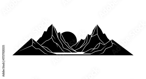 majestic peaks frame a solitary sun, reflecting timeless wilderness beauty, isolated on transparent background
