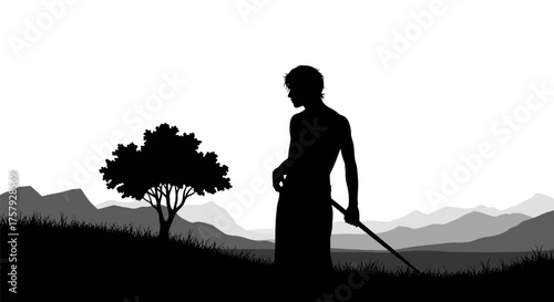 horizons call contemplative warrior embraces natures peace, a timeless journey unfolds, isolated on transparent background