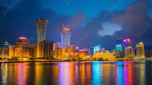 Macau city skyline with night lights