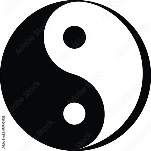 Yin Yang Symbol Vector Balance Harmony Duality Icon Graphic Oriental Philosophy Concept Isolated Flat Design for Spiritual or Wellness