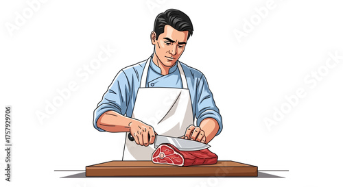 artisan butchers fresh cuts, crafting culinary delights with focused skill, isolated on transparent background