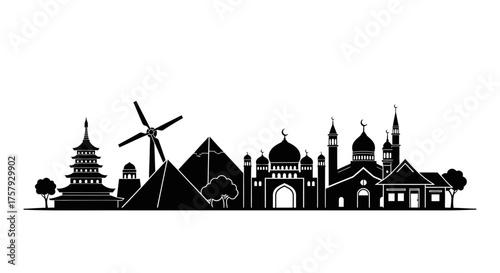 humanitys canvas ancient wonders, modern progress, global cultures beautifully interwoven, isolated on transparent background