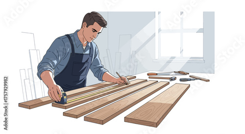 skilled hands meticulously measure wood, shaping ideas into tangible creations, isolated on transparent background