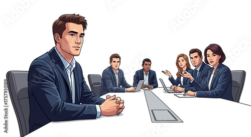 engaged professional processes ideas, contributing expertise during an important business meeting, isolated on transparent background