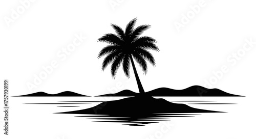 exotic island daydream solitary palm thrives in tranquil paradise, isolated on transparent background