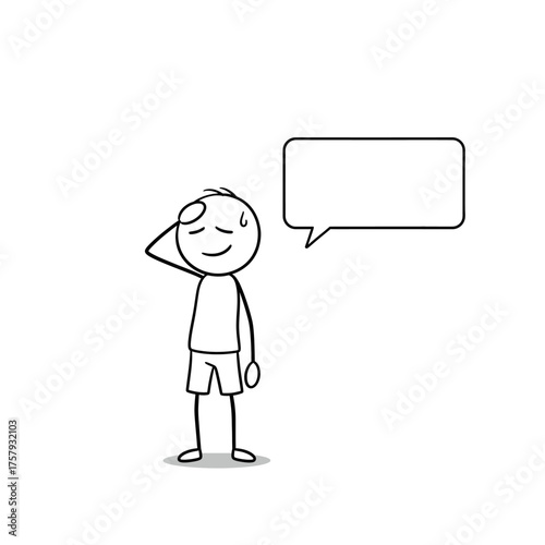 Cartoon stickman wiping sweat and smiling in relief after a challenge, suitable for concepts of stress release and success.