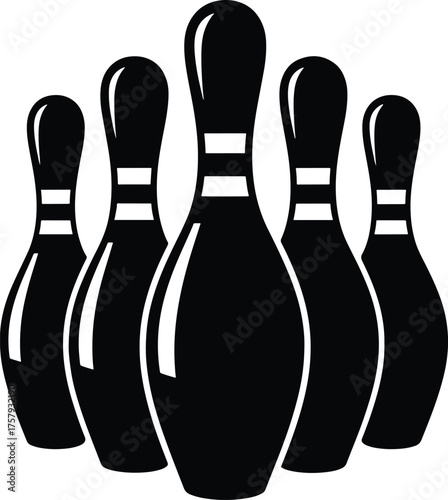 Bowling pins silhouette set fun sport game equipment graphic