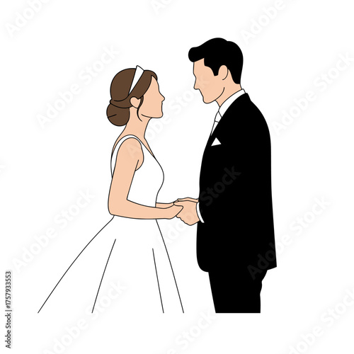 Tender Embrace of a Happy Wedding Couple