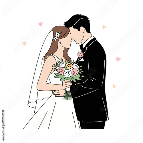 Tender Embrace of a Happy Wedding Couple