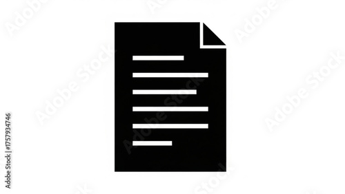Document icon representing a piece of paper with lines indicating text, symbolizing information, data, or official records in a digital or physical format