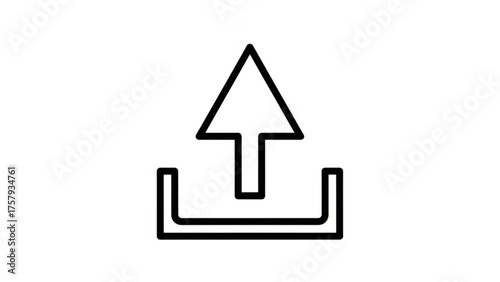 A clean, minimalistic outline icon representing the action of uploading data or files, typically used in digital interfaces for indicating an upload process or function