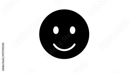 Simple black smiley face icon with a white background, representing happiness and positive emotions, perfect for various digital and print applications
