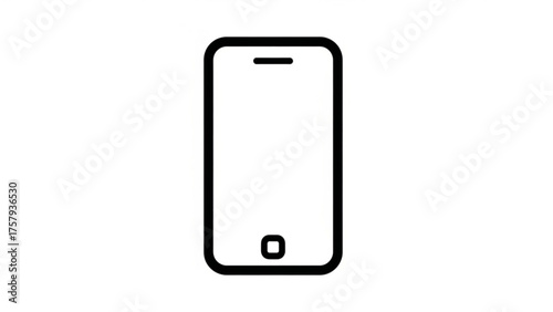 A simple line art illustration of a mobile phone, representing communication, technology, and digital interaction with a clean, minimalist aesthetic