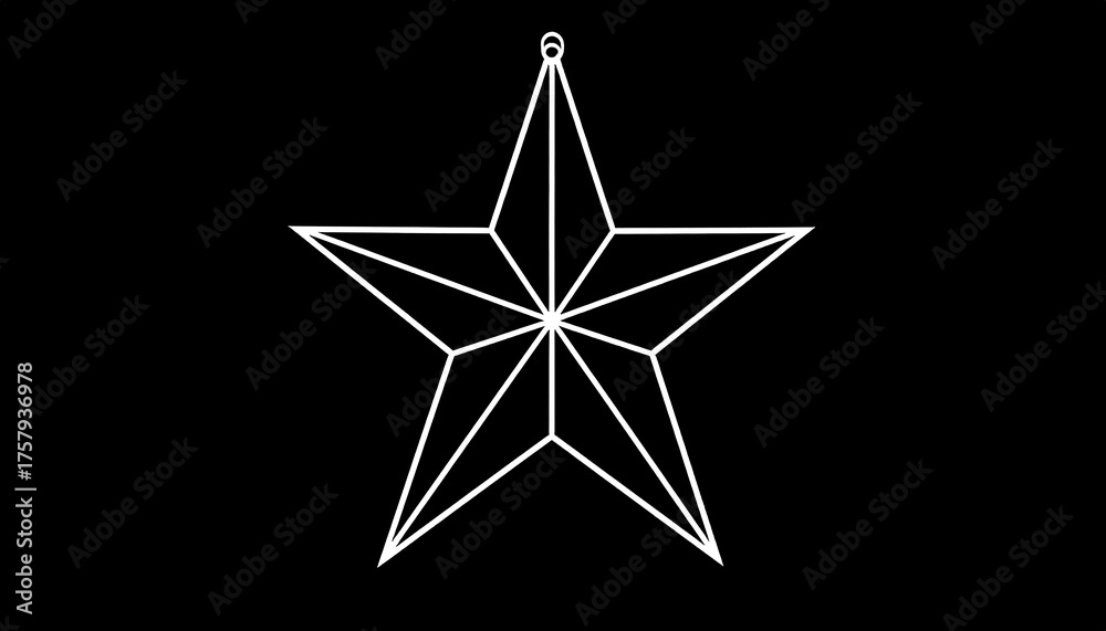 Obraz premium Simple white outline star against a solid black background