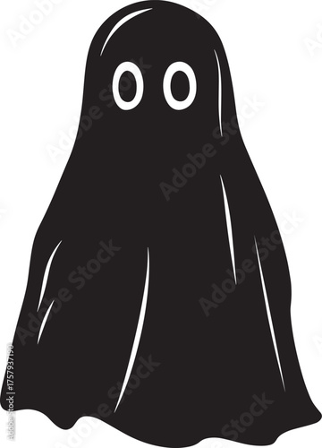 A black and white silhouette of a ghost vector illustration