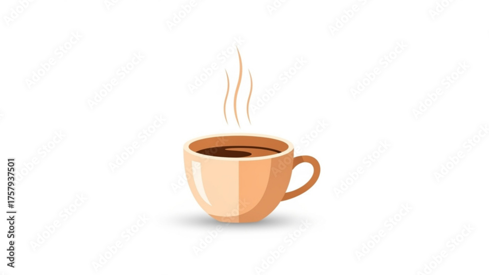 Obraz premium Warm cup of coffee with steam rising up, perfect for a cozy morning or a break, symbolizing comfort and relaxation, isolated on white background