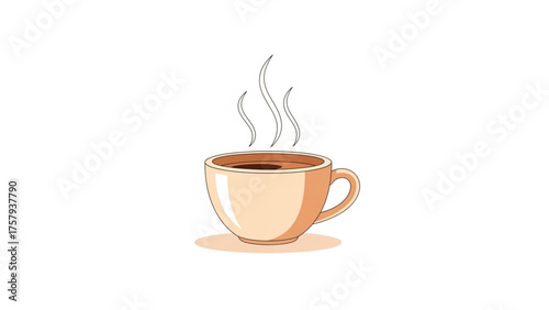 Warm Coffee Cup Icon A Simple, Clean Illustration of a Steaming Beverage in a Beige Mug, Perfect for Designs and Websites