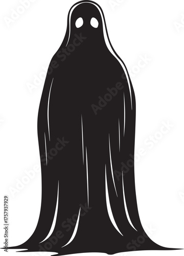 A black and white silhouette of a ghost vector illustration