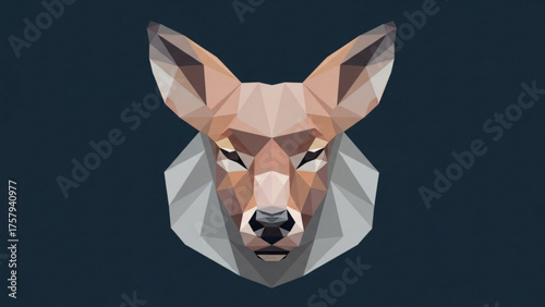 Geometric Fox Head A Modern Low Poly Illustration, Featuring Wildlife, Polygonal Art, Animal Illustration, and Design on Dark Background