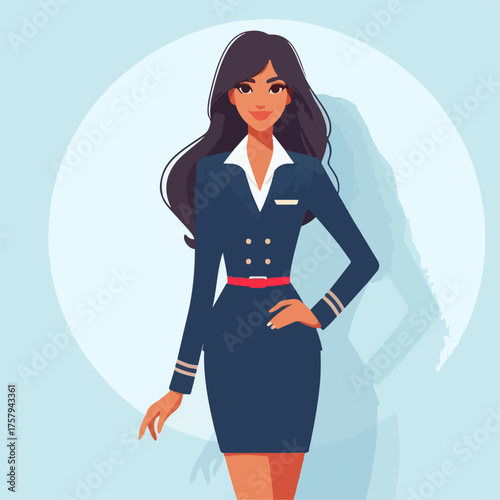 flat illustration of a flight attendant