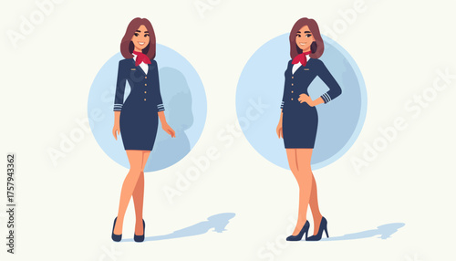 flat illustration of a flight attendant
