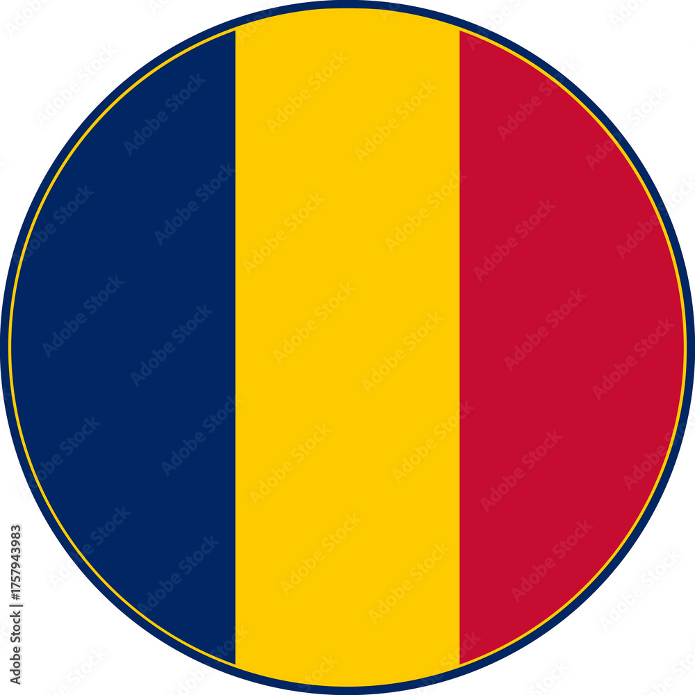 Fototapeta premium Chad Circle Flag, Chad Flag Icon