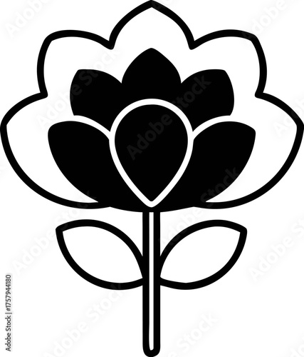 Minimalist and elegant floral bloom icon, ideal for graphic design projects, nature-themed branding, and decorative promotional materials