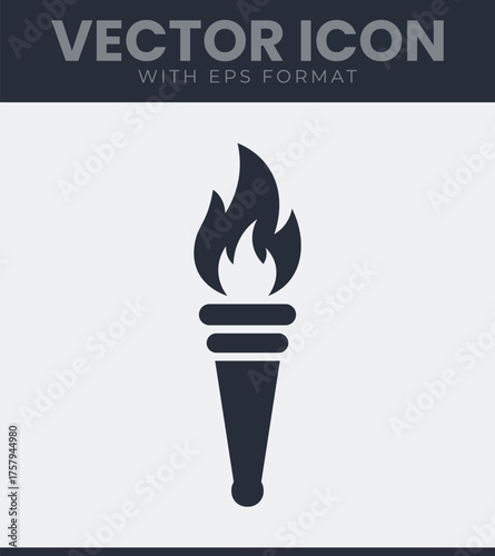Torch flame vector icon simple design